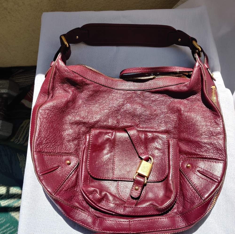 Marc Jacobs Leather Burgundy Tote Bag